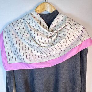 Patricia Paris Pink Ivory Black Eiffel Tower Print Polyester 33.5" Square Scarf